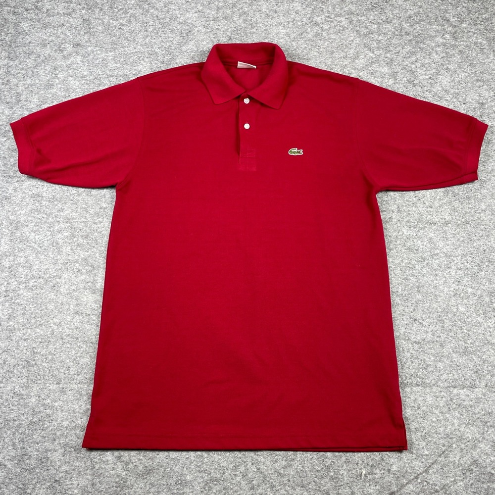 Vintage 90s Lacoste Polo Shirt Mens 7 (Large) Red Short Sleeve Pique Classic Fit